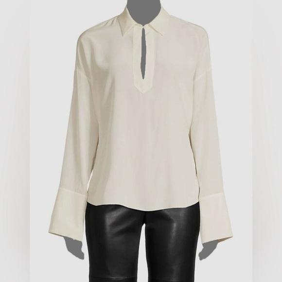 Rebecca Taylor Women's Essential Silk Blouse Top in Snow Size S - Picture 2 of 14